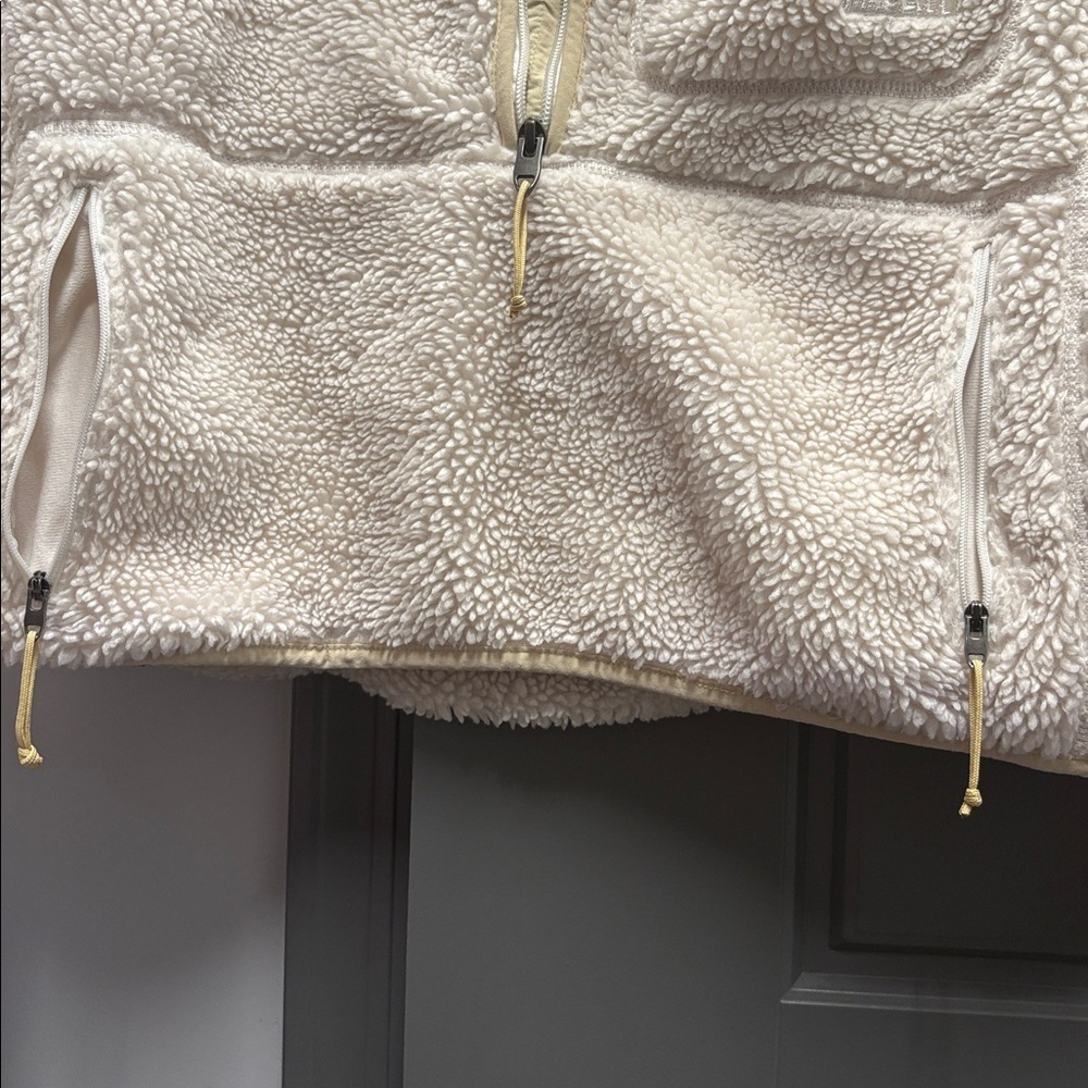 NORTH FACE cream tan neutral Sherpa cropped pullover crop jacket half zip - Picture 14 of 14